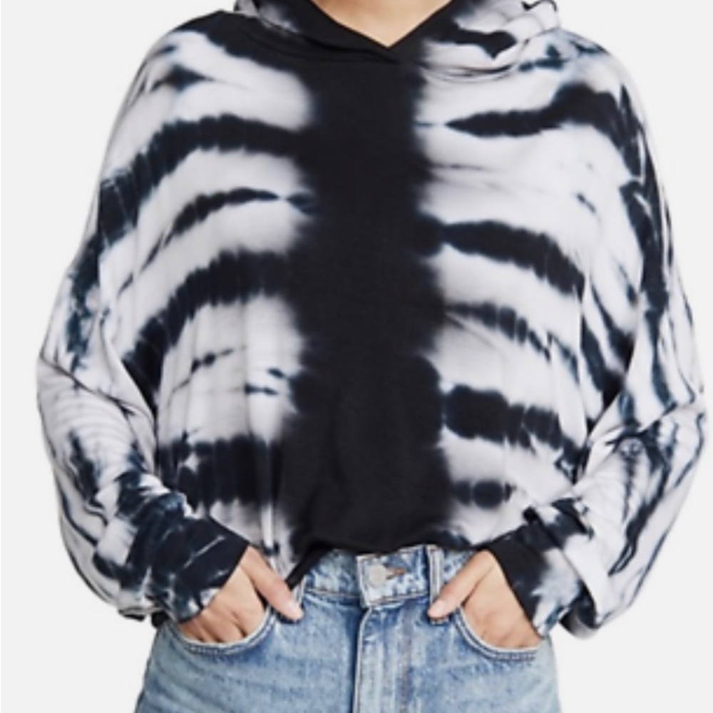 LNA Womens Small Rapture Tie Dye Hoodie Blue White Sweater